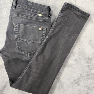 Diesel Tepphar Jeans Men 31x32 Black Slim Carrot Stretch Made Italy Grunge Denim